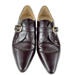 pointed toe flats Pour La Victoire monk strap court shoes in Burgundy Size 7